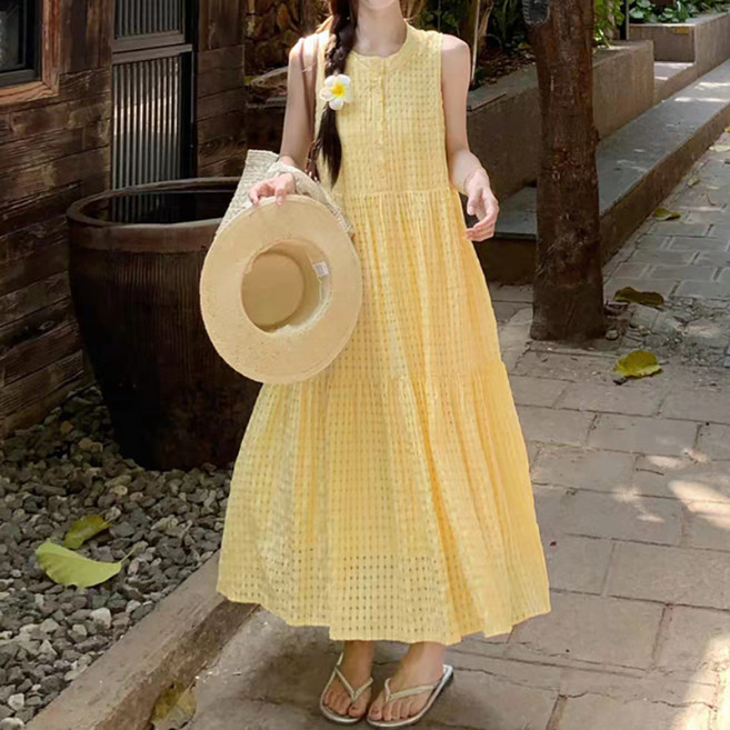 마켓에이 여성용 스위트 라운드넥 썸머 롱원피스 M263-0073