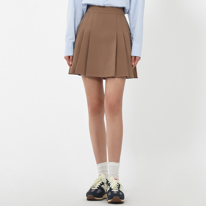 엘쏘 플리츠 하이웨스트 A라인 미니 스커트