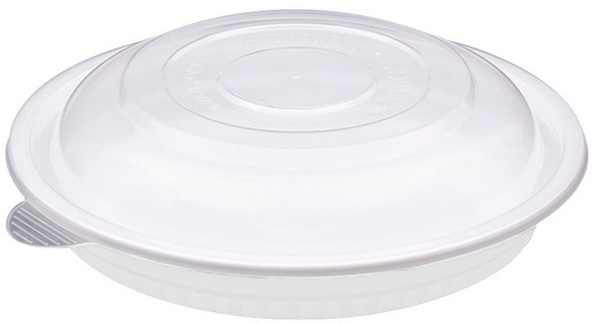 사출 원형 찜용기 소 백색 300 x 45 mm 2.5L 50p + 뚜껑 50p, 1세트