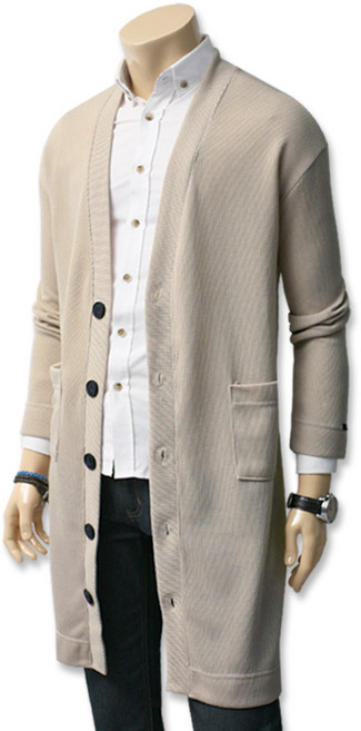 블루포스 남성용 엘숄션 세미 오버핏 무지 캐주얼 롱 가디건