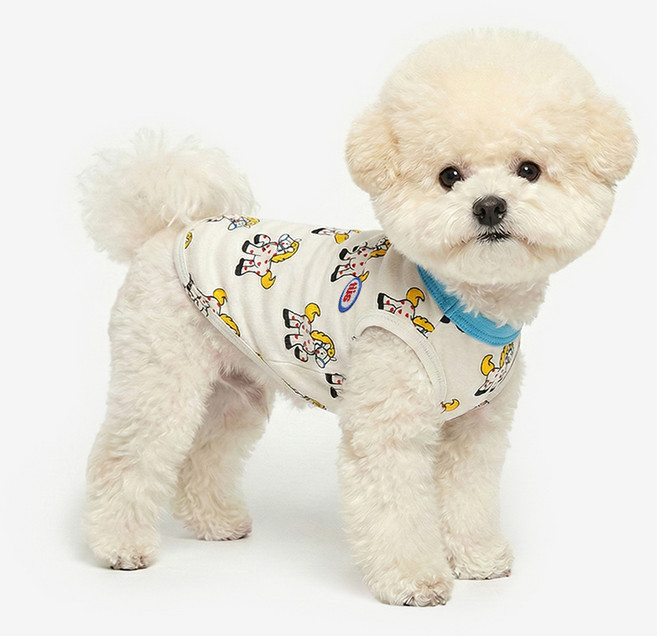 투스투스 강아지 포니 민소매 티셔츠, 아이보리, 1개