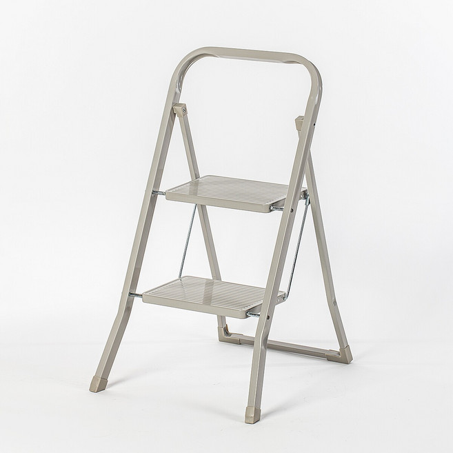 JAJU 튼튼한 2단 접이식 사다리 그레이, 라이트 그레이