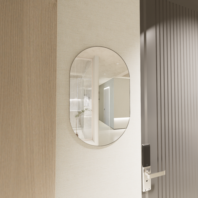 마드 심플 아크릴거울 긴원형 L, 실버