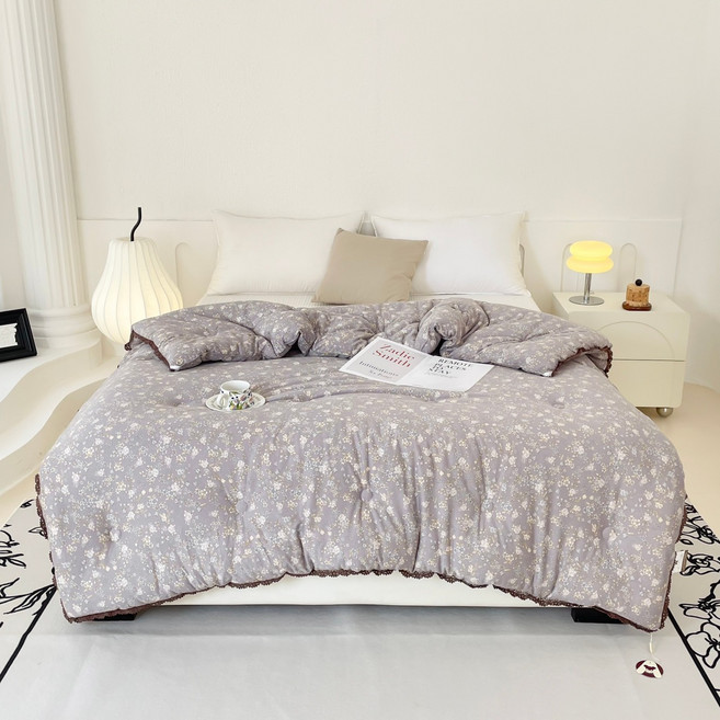 LoveCity 寢城之戀 黑金科技石墨烯超保暖針織氣質蕾絲玉米纖維可水洗雲朵冬被, 繁花似錦