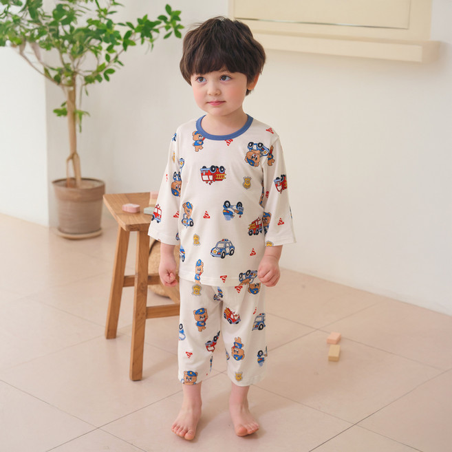 올로미미 경찰관코코 7부 모달스판 실내복 상하의 세트