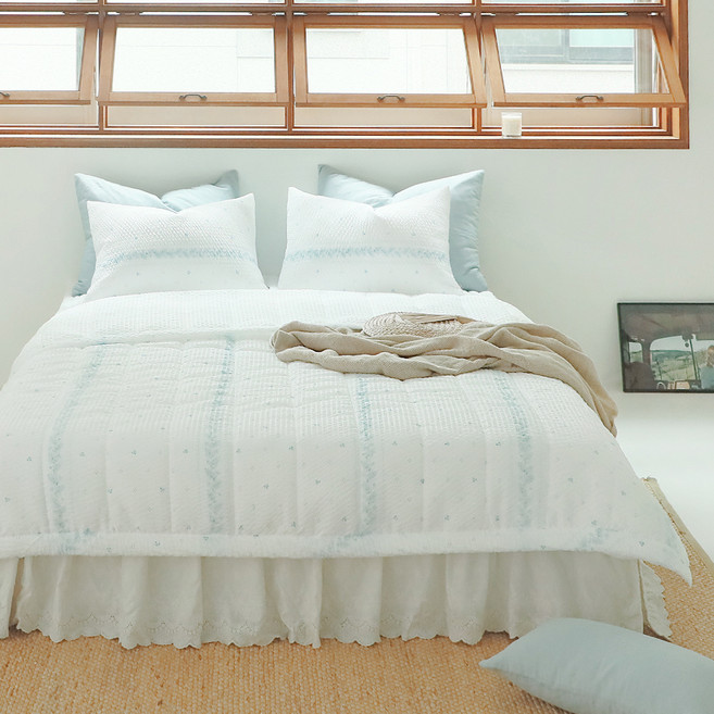 올리비아데코 제이드 시어서커 리플 누비이불, 블루