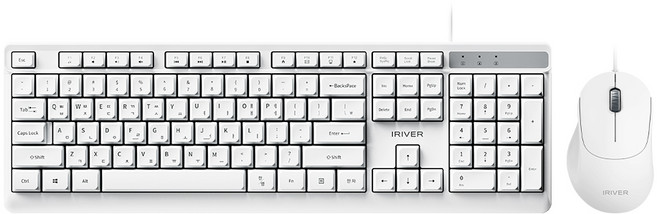 IRIVER 抗菌處理辦公Gear生活防水鍵盤膜低噪音有線鍵盤+靜音滑鼠組, 白色, KM101, 一般型