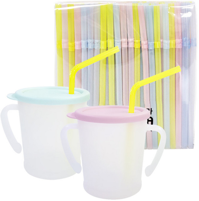 아가프라 뉴매직빨대컵 2p + 빨대 200p, 1세트, 라벤더 + 민트