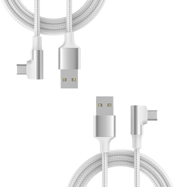케이스틱 90도 직각 60w 고속충전 C타입 케이블, 화이트, 2개, 3m