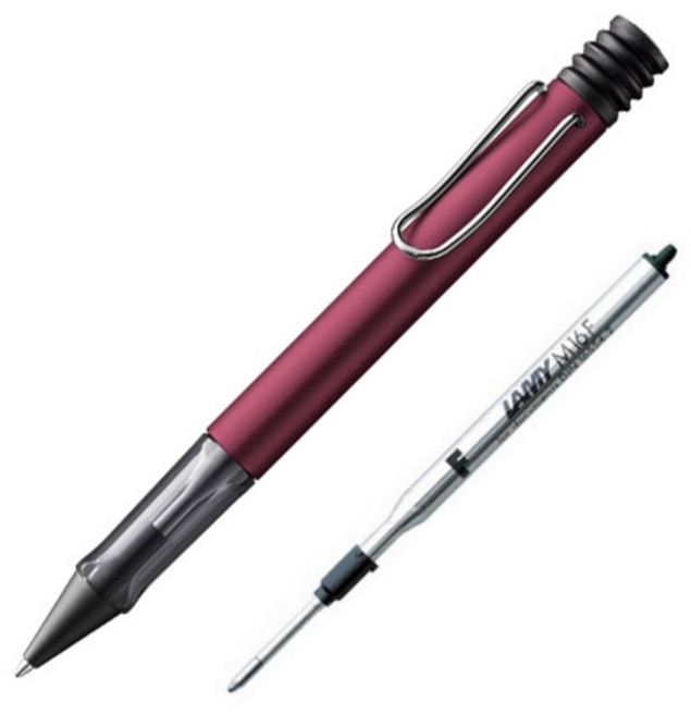 LAMY 알스타 볼펜 1.0mm + M16F 검정 볼펜리필심 0.8mm 세트, 볼펜(블랙퍼플), 케이스(랜덤발송), 1세트