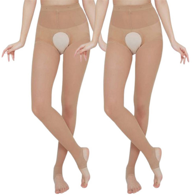 Donati 女性用 40D 開襠高爾夫絲襪, 2雙, 咖啡色