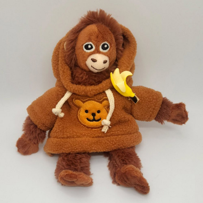BUBBLYDAY 可愛猴子娃娃鑰匙圈包包吊飾, 20cm, 棕色 + 香蕉別針, 1個