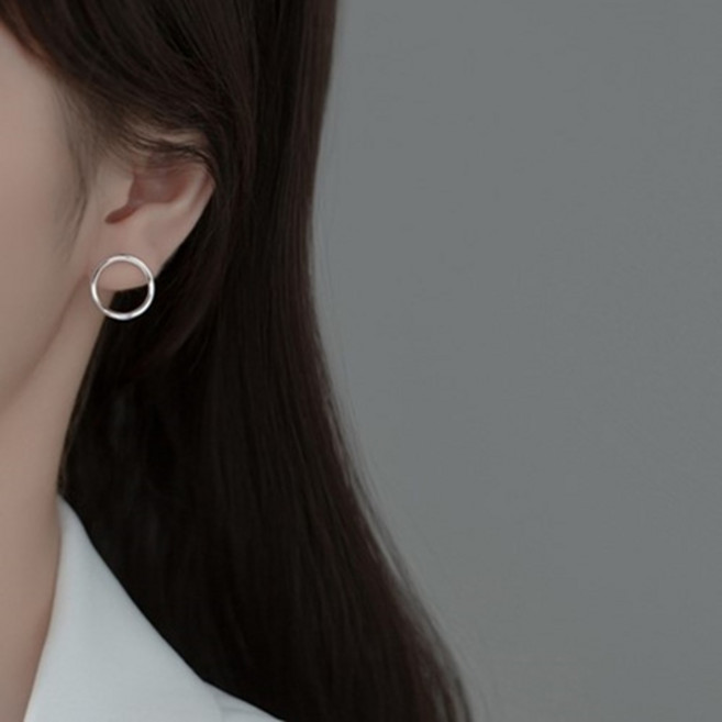 에르모사제이 여성용 웨이브 서클 라인 스터드 925 귀걸이 E089