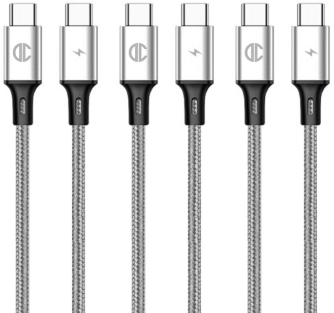 디씨네트워크 페브릭 PD C타입-C타입 고속 충전 케이블 60W 3p, 60cm, GRAY, 3개