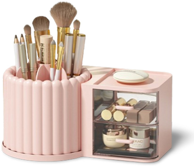 윈프라이스 서랍식 회전 브러쉬 정리함, 1개, 핑크
