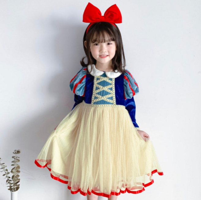 Misopapa 女童 Pruna 絲絨白雪公主洋裝