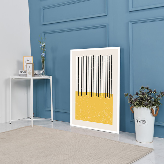 마니앤솔 높이조절 액자테이블 대, 라인아트 옐로우