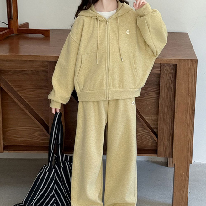 하라로이 소프트터치 와이드 후드 집업 상하의 세트