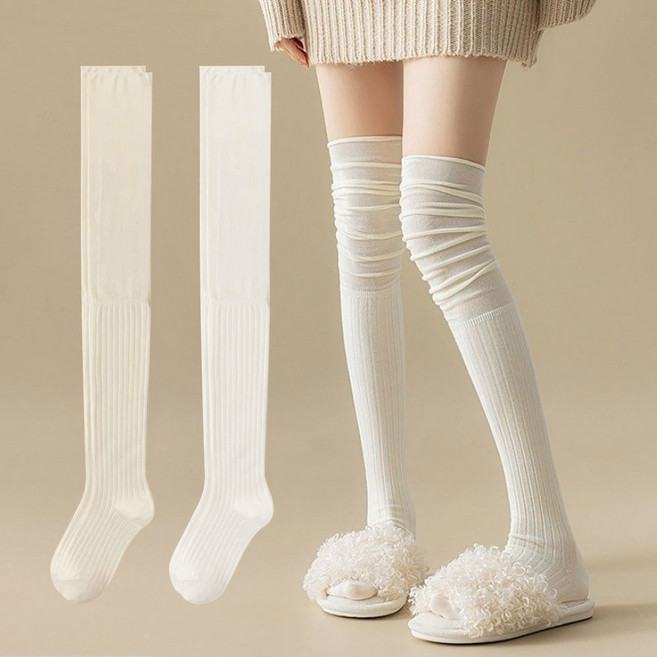 지앤와이 여성용 눌림없는 사계절 얇은 롱 오버니삭스 반스타킹 2종 세트