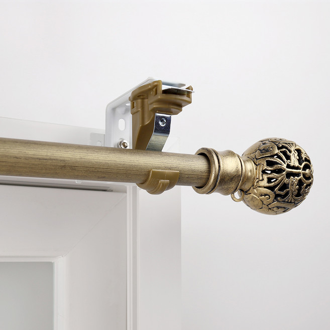 창안애 못없이 설치하는 커튼봉 안뚫어고리 세트 이지홀더 화이트 + 커튼봉, 골드