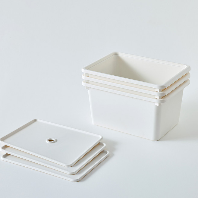 브리다 국내 제조 컬러 다용도 정리 수납박스, 크림, 3개