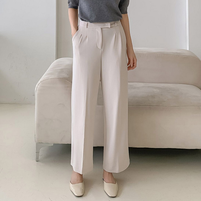 제이에이치스타일 여성용 롱/숏 기장 투턱 와이드 스판 히든 뒷밴딩 하이웨스트 슬랙스 SJROK662