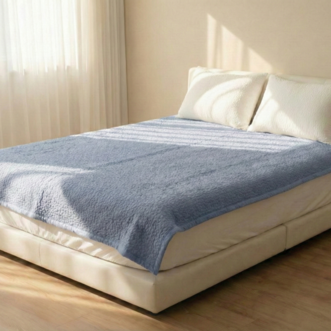 60수 아사 순면 피그먼트 워싱 이불 겸 패드 스프레드, 라이트블루