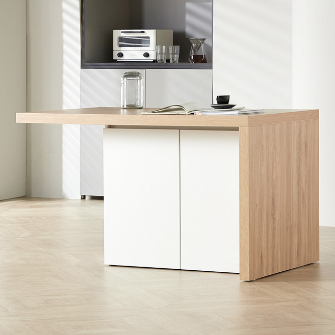 웰퍼니쳐 리드 수납 아일랜드 식탁 1200 낮은형 방문설치, 오크