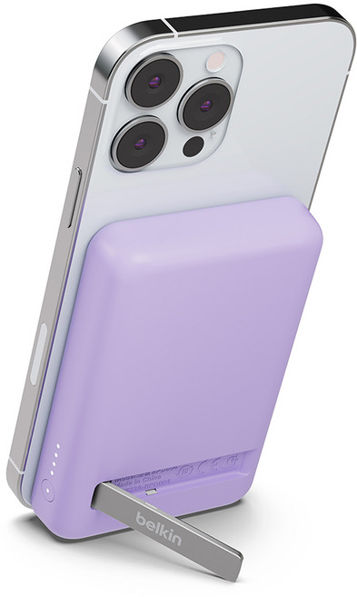 벨킨 5000mAh 맥세이프 마그네틱 무선 충전 보조배터리 + 스탠드, BPD004, 퍼플