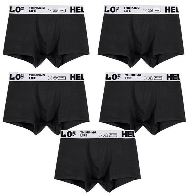 Peach Mall 男性 Hello 棉質彈性四角內褲 5件組
