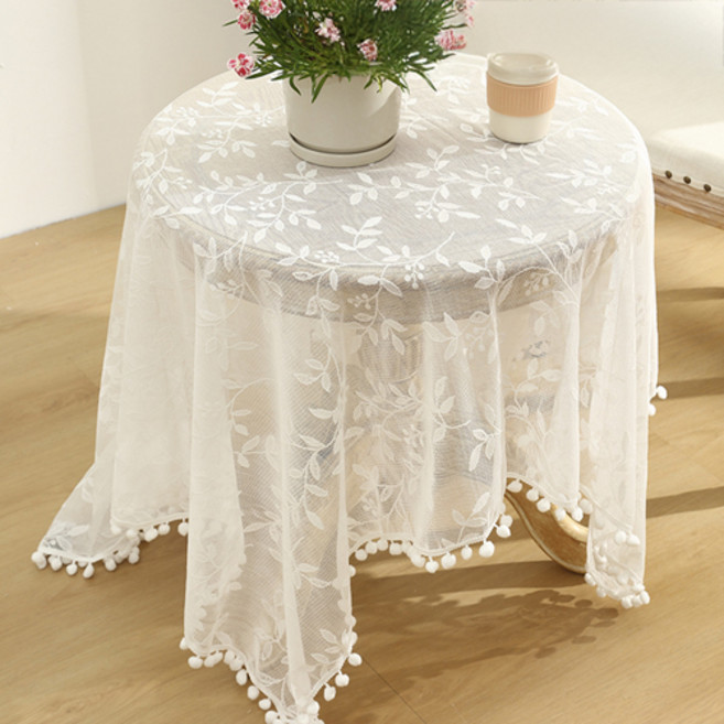 GUNU 홈카페 인테리어 촬영 소품 레이스 테이블보, 타입D, 1개, 90 x 90 cm