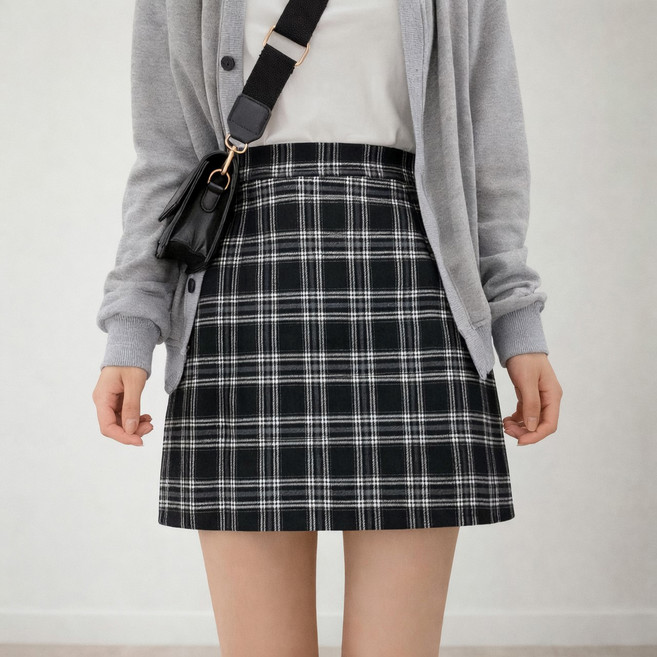 언헤브 여성용 클래식 체크 미니 스커트