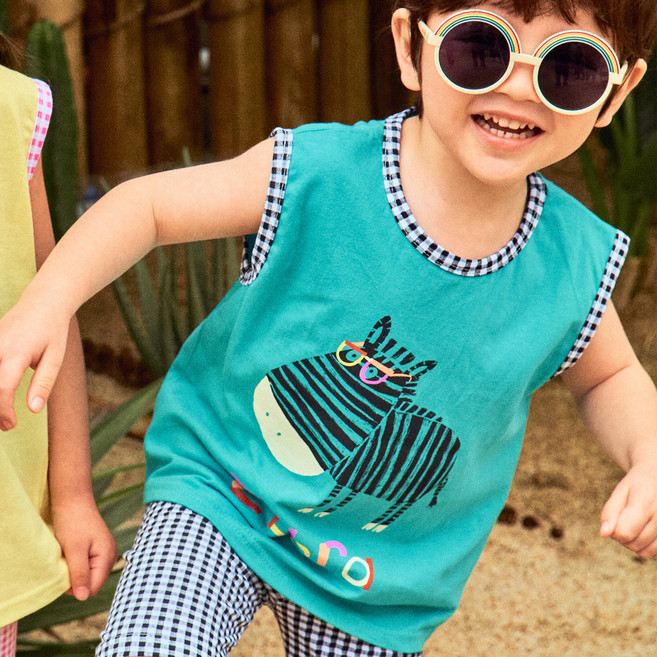 퍼스트블루 아동용 통기성 안경동물 티셔츠