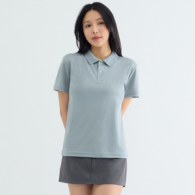 엘쏘 여성용 가벼운 쿨메쉬 드라이 카라 루즈핏 냉감 통기성 반팔 티셔츠