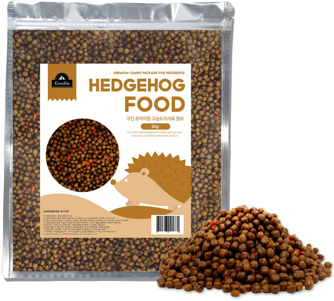 구딘 반려동물 프리미엄 고슴도치 사료 점보, 2kg, 1개