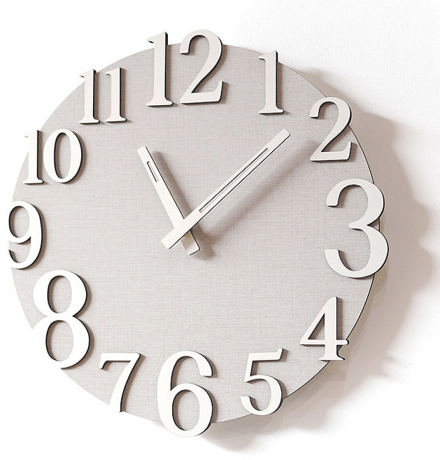 루미아 리노 화이트 인테리어 무소음 거실 벽시계 LW-50, 화이트 + 린넨그레이(LW-501)