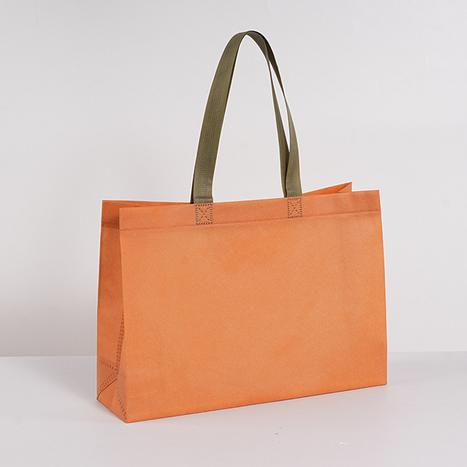 그리뉴얼 파스텔톤 심플 부직포 쇼핑백, 오렌지, 10개