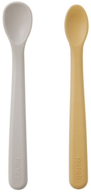 릿첼 실리콘 이유식 스푼 2종 세트, 버터옐로우 + 크림, 1세트