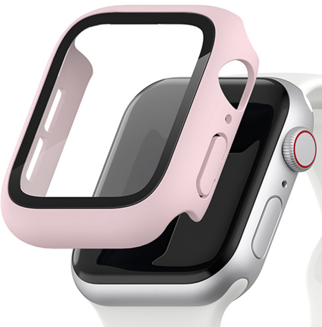 신지모루 9H 풀커버 일체형 SF코팅 강화유리 액정보호 케이스, 핑크 샌드, 1개