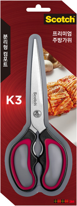 스카치 쓰리엠 프리미엄 주방가위 K3 분리형, 블랙, 1개