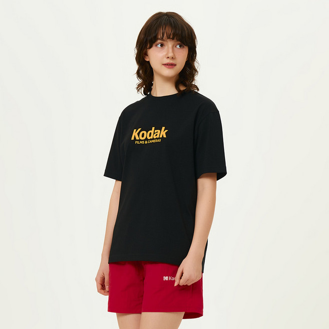 코닥어패럴 남녀공용 에센셜 레터 로고 코튼 반팔 티셔츠