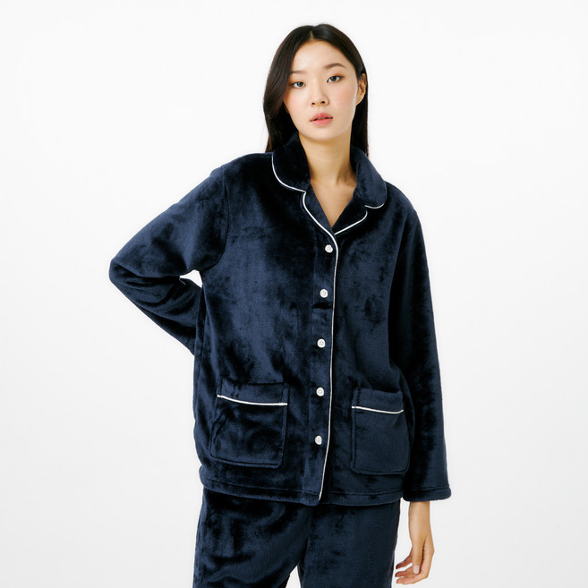 JAJU(자주) 여성용 극세사 긴팔 파자마 셔츠