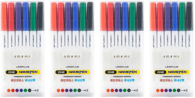 라인플러스 원네임펜 6색 세트, 혼합색상, 4세트