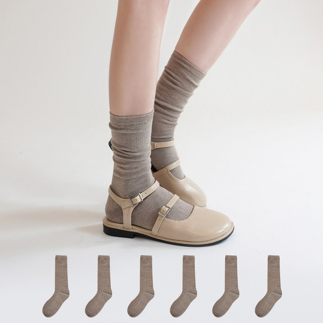 마이싹 여성용 긴목 골지 롱롱 양말 6켤레