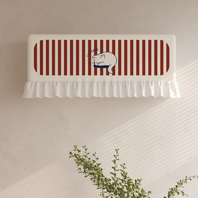 릴리픽 심플 에어컨 가리막 커튼 2P 에어컨 90cm이하, 1개, 꼬르륵고양이