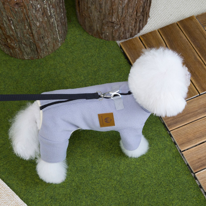 코코스튜디오 고양이 강아지 기모 하네스 에너자이저 폴리 집업 올인원, 그레이, 1개