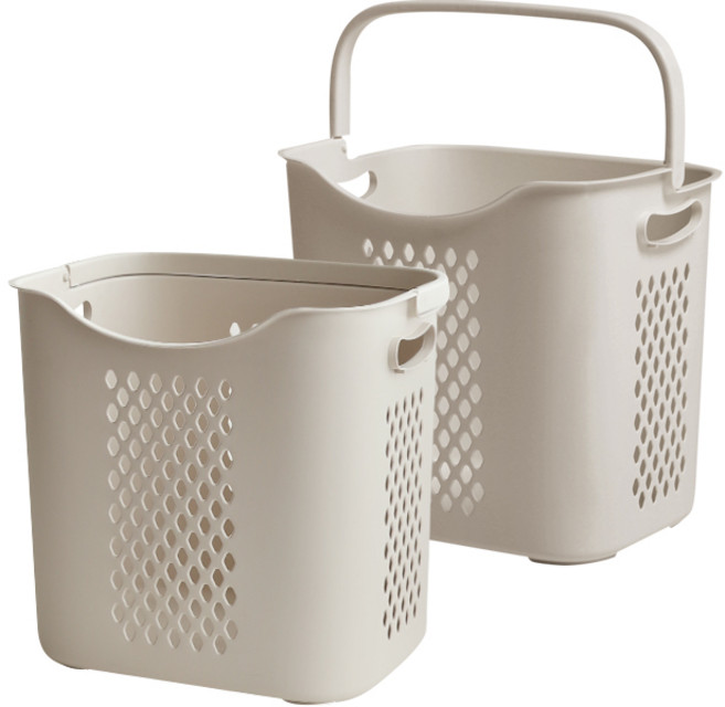 손잡이가 편리한 빨래바구니 2p, 베이지