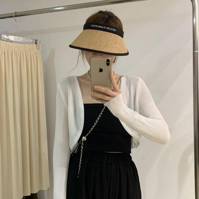 Mabso Shop 女款圓領開襟短版波麗路針織外套 HR2208