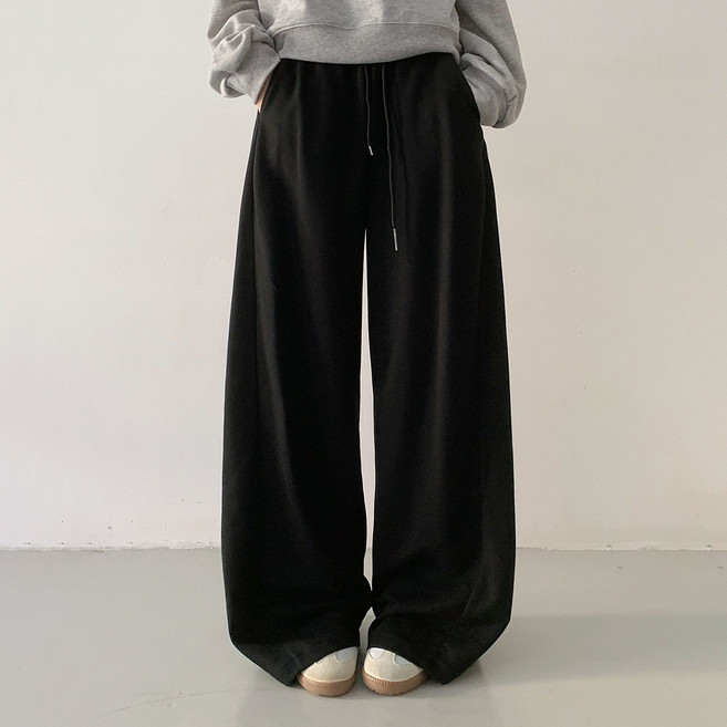 플랜데이 여성용 숏/미디움/롱 기장 오토 사이드 절개 와이드 트레이닝 팬츠