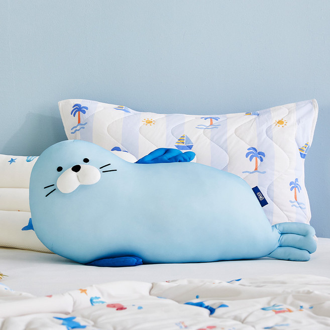 모던하우스 3도씨 슈퍼쿨 애착 쿨링 바디필로우 물개, 블루